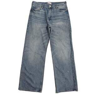 Zara Wide Leg Jeans Medium Wash Hi Rise Light Blue Denim Size 10 No Rips Preppy